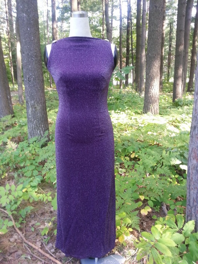 E002 - Amethyst Cowl Back Gown